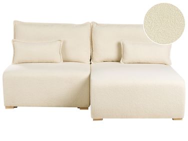 Modul Ecksofa NERBO Bouclé Cremeweiß linksseitig