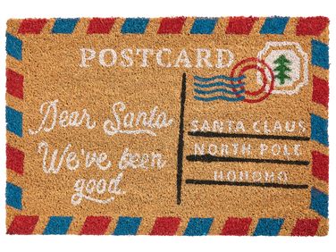 Doormat KATALLA Natural 45 x 75 cm Christmas Motif Coir