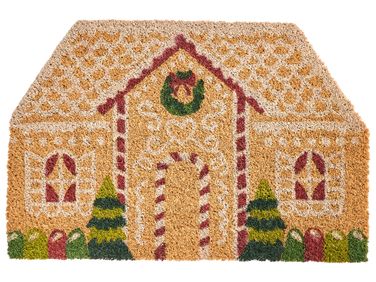 Fußmatte SELATNA Naturfarben 40 x 60 cm Weihnachtsmotiv Kokosfasern
