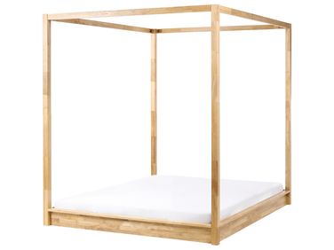 Himmelbett Holz HERLIERE 160 x 200 cm Hellbraun