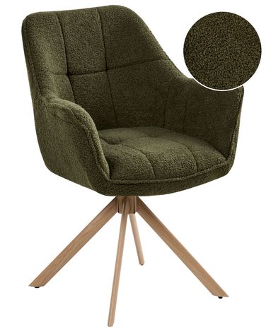 Dining Chair Swivel HAYDEN Boucle Green