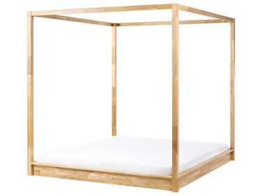 Himmelbett Holz HERLIERE 180 x 200 cm Hellbraun