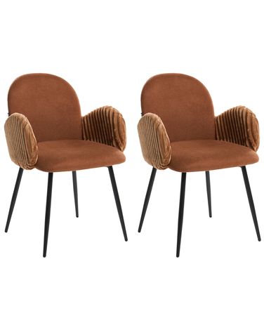 Esszimmerstuhl 2er Set AMITY Stoff Braun