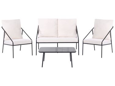 Garden Lounge Set with Table 4 Seater USTICA Black Metal