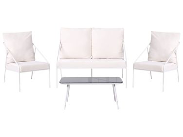 Garden Lounge Set with Table 4 Seater USTICA White Metal