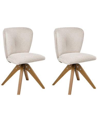 Esszimmerstuhl 2er Set drehbar COSO Stoff Hellbeige
