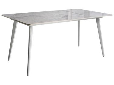 Gartentisch RODALLO 160 cm 90 cm Stein Weißer Marmor