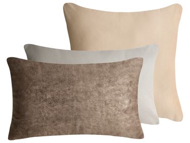 Dekokissen 3er Set VATICA Samtstoff 30 x 50 cm 45 x 45 cm Bunt Ohne Muster