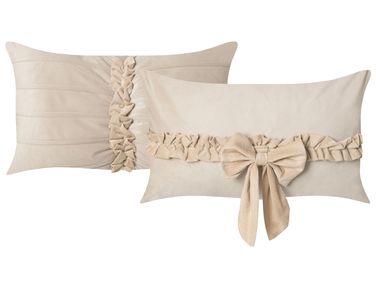 Dekokissen 2er Set BELLE Samtstoff 30 x 50 cm Hellbeige Ohne Muster