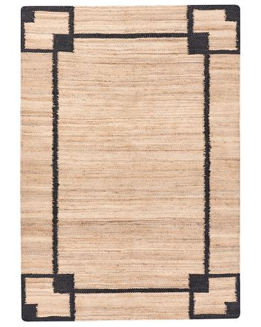 Rug GONDIA Black/ Beige 160 x 230 cm Jute