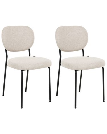 Esszimmerstuhl 2er Set LOLETA Stoff Hellbeige
