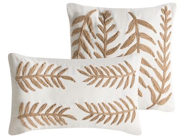 Dekokissen 2er Set GARCINIA Baumwolle 30 x 50 cm 45 x 45 cm Weiß Blumenmuster