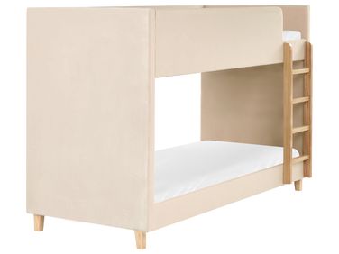 Hochbett Samtstoff CHOCQUES 90 x 200 cm Hellbeige