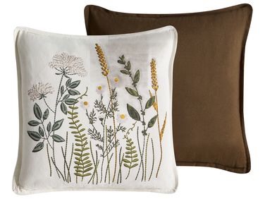 Dekokissen 2er Set KNEMA Baumwolle 45 x 45 cm Weiß Blumenmuster