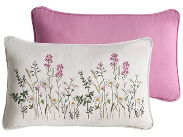 Dekokissen 2er Set MADHUCA Baumwolle 30 x 50 cm Weiß Blumenmuster