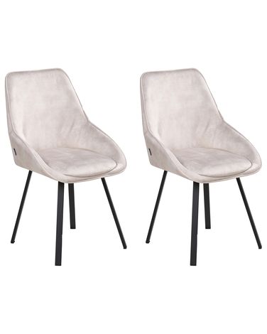 Esszimmerstuhl 2er Set drehbar TERLTON Samtstoff Hellbeige