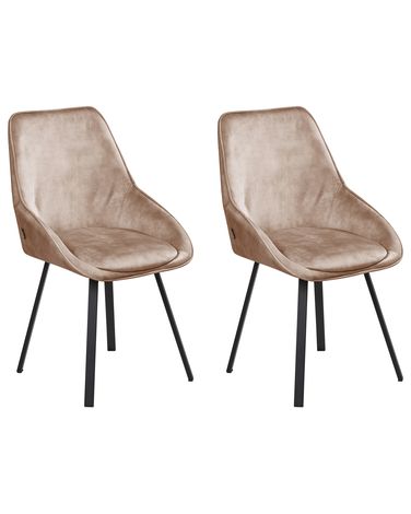 Esszimmerstuhl 2er Set drehbar TERLTON Samtstoff Beige
