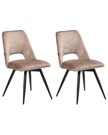 Esszimmerstuhl 2er Set drehbar HALLETT Samtstoff Beige