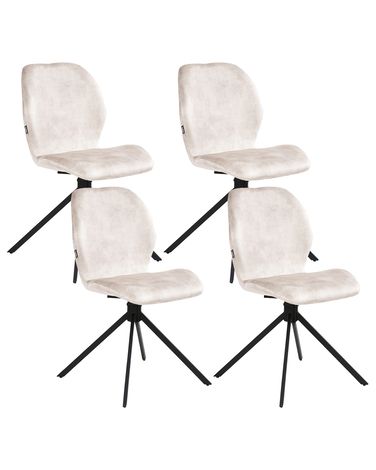 Esszimmerstuhl 4er Set drehbar MORRISON Samtstoff Hellbeige