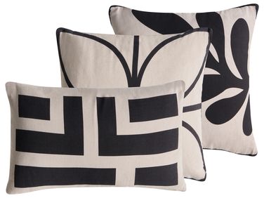 Dekokissen 3er Set AGATHIS Baumwolle 30 x 50 cm Schwarz / Beige Abstraktes Muster