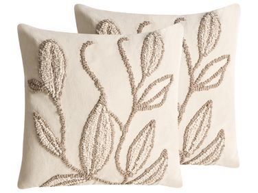 Dekokissen 2er Set SAVINA Baumwolle 45 x 45 cm Weiß Blumenmuster