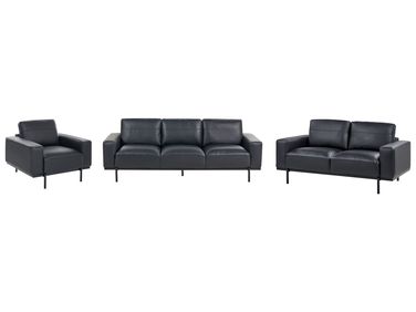 Living Room Set 6 Seater SOVIK Faux Leather Black