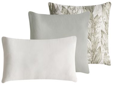 Dekokissen 3er Set XYLOPIA Baumwolle 30 x 50 cm 45 x 45 cm Grün Blumenmuster