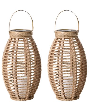 Solarbetriebene Laternen 2er-Set SHANGANI 40 cm Naturfarben