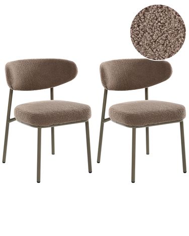 Esszimmerstuhl 2er Set UNITY Bouclé Taupe