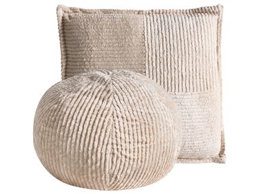 Dekokissen 2er Set MARANTA Cord 30 x 30 cm 45 x 45 cm Hellbeige Ohne Muster
