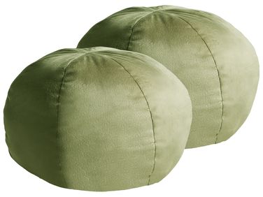 Dekokissen 2er Set SALVIA Samtstoff 33 x 33 cm Olivgrün Ohne Muster