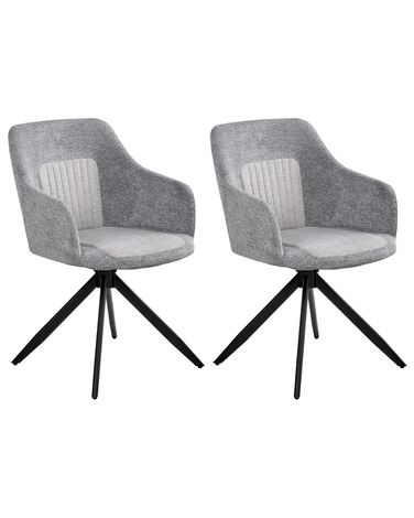 Esszimmerstuhl 2er Set drehbar LIKELY Stoff Grau