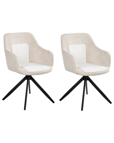 Esszimmerstuhl 2er Set drehbar LIKELY Stoff Hellbeige