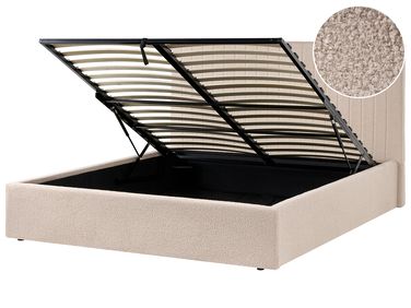 Bett mit Stauraum VION Bouclé Beige 160 x 200 cm