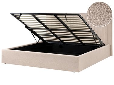 Bett mit Stauraum VION Bouclé Beige 180 x 200 cm