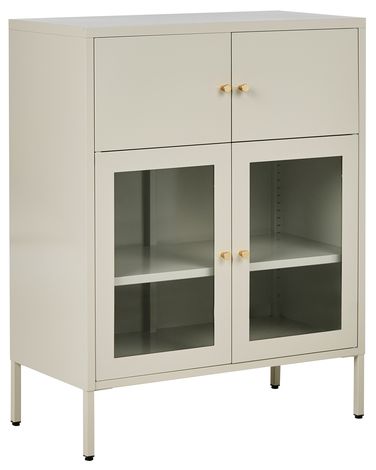 Glass Display Cabinet ESHOLT Metal 80 cm Light Beige