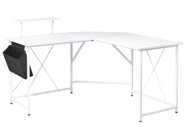 Corner Desk TACONY White 180 cm 140 cm with Storage