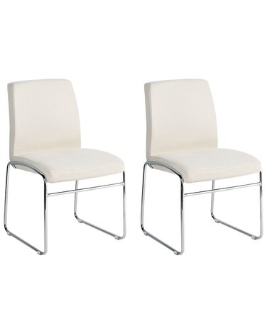 Esszimmerstuhl 2er Set LECCO Stoff Hellbeige