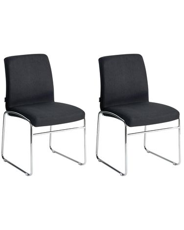 Esszimmerstuhl 2er Set LECCO Stoff Schwarz