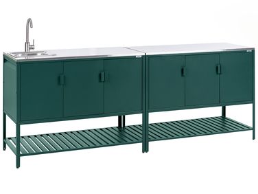 Outdoor-Küche 2er Set mit Spüle MAENZA Grün Metall