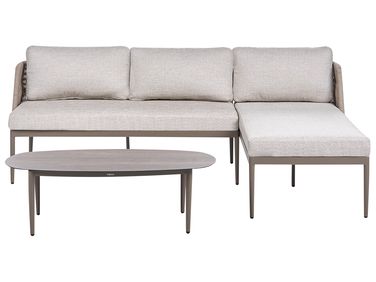 Garten Ecksofa mit Tisch 3-Sitzer LEFFE linksseitig Beige Metall