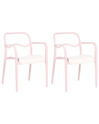 Gartenstuhl 2er Set THASOS Kunststoff Pastellrosa
