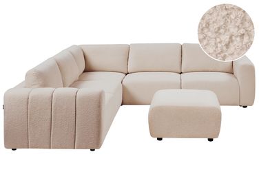 Modul Ecksofa 5-Sitzer KIVVIK rechtsseitig Beige Bouclé mit Ottomane