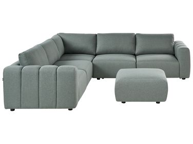 Modul Ecksofa 5-Sitzer KIVVIK rechtsseitig Grün Stoff mit Ottomane