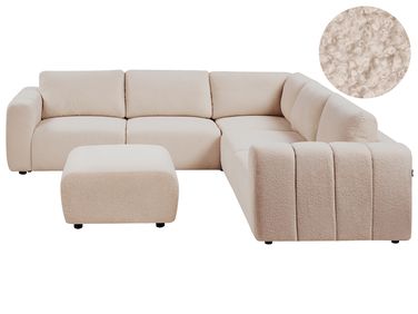 Modul Ecksofa 5-Sitzer KIVVIK linksseitig Beige Bouclé mit Ottomane