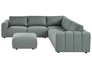Modul Ecksofa 5-Sitzer KIVVIK linksseitig Grün Stoff mit Ottomane