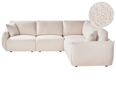 Modul Ecksofa 5-Sitzer MESNALI linksseitig Cremeweiß Bouclé