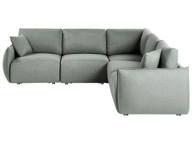 Modul Ecksofa 5-Sitzer MESNALI linksseitig Grün Stoff