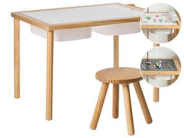 Kindertisch und Stuhlset KEMPSEY Hellbraun Montessori mit Stauraum