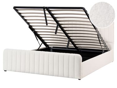 Ottoman Bed LUNAN Boucle White 160 x 200 cm (EU King Size)